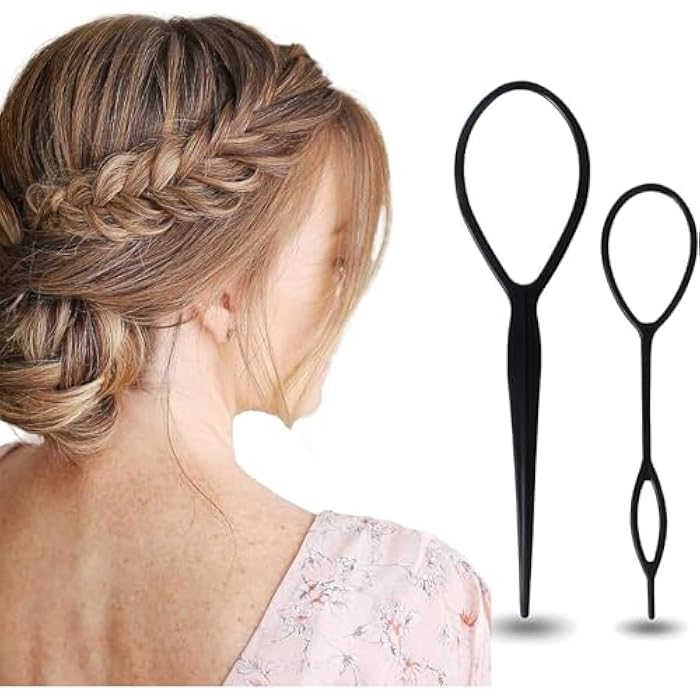 YXL 2Pcs Hair Braiding Tool, Topsy Tail Hair Tool, Hair Loop Pull Through Tool, Hair Plaiting Tool for Making Women and Girls Hair Style - Image 5